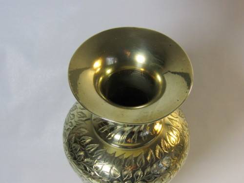 Vintage pair of large solid brass Vases, 22.5cm tall