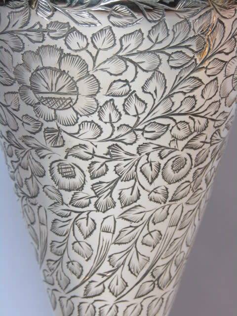 Vintage pair of large solid brass Vases, 22.5cm tall