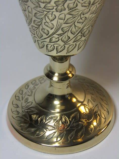 Vintage pair of large solid brass Vases, 22.5cm tall