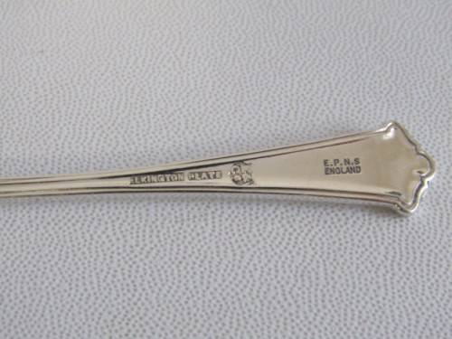 Vintage set of 6 original Chippendale Elkington & Co. silverplated Table Spoons, England, 18,5cm