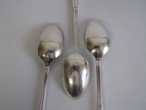 Vintage set of 6 original Chippendale Elkington & Co. silverplated Table Spoons, England, 18,5cm