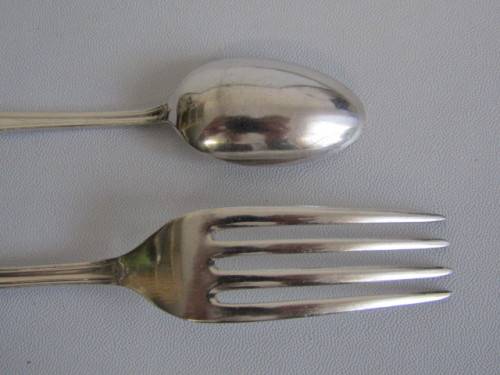 Vintage lot of 10 original Chippendale Elkington & Co. silverplated Forks & Spoons, England, 18cm