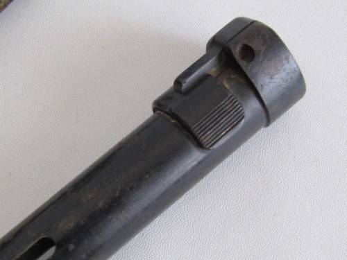 Original old SADF military R1 Rifle Bayonet in Scabard and with Frog, excellent condition