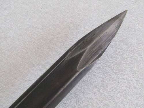 Original old SADF military R1 Rifle Bayonet in Scabard and with Frog, excellent condition