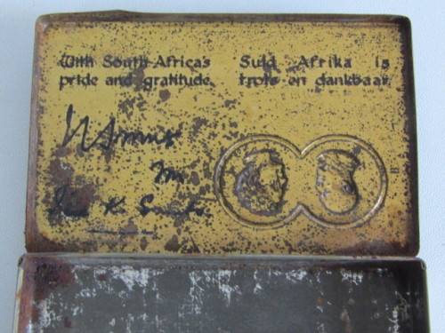 Lot of 2 original Tins; 1914 Christmas brass tin and 1941 Kersfees / Christmas Tin, bid for both