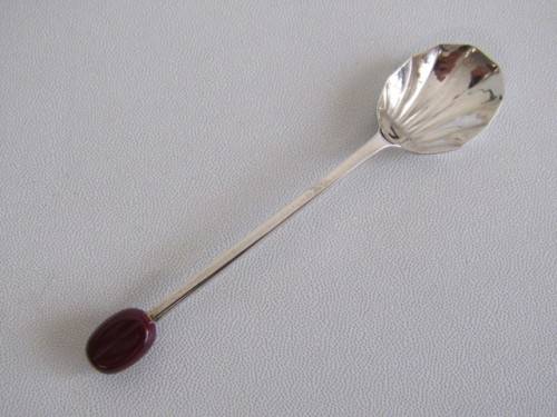 Vintage boxed set of 6 silverplated Coffee Bean Spoons, England, 10cm, excellent condition