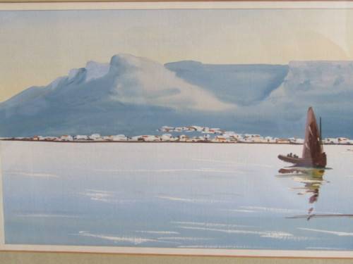 Pair original H Anderson Gouache on Paper Paintings, Table Bay and Kalk Bay, Framed (Value R700+)