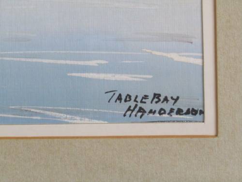 Pair original H Anderson Gouache on Paper Paintings, Table Bay and Kalk Bay, Framed (Value R700+)