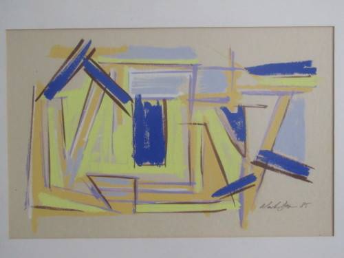 Lot of 2 original Paintings; Mark Dixon gouache on paper abstract and Sheapshearers watercolour