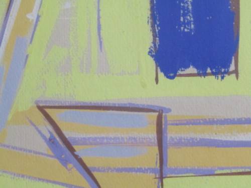 Lot of 2 original Paintings; Mark Dixon gouache on paper abstract and Sheapshearers watercolour