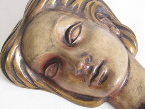 Vintage 1950's original Achatit mask of a Ladies Head, handmade in Germany, 24cm x 18cm