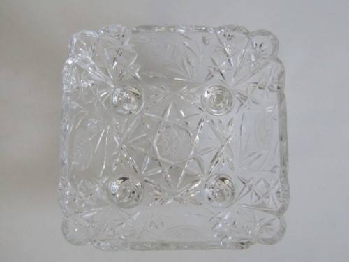 Large vintage solid lead Crystal footed Bowl, Rose cut, excellent condition, 21.5cm x 21.5cm x 12cm