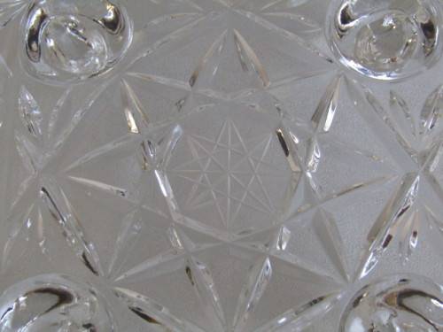 Large vintage solid lead Crystal footed Bowl, Rose cut, excellent condition, 21.5cm x 21.5cm x 12cm