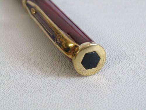 Original Waterman Ballpoint Pen in red and gold plated, original Case, excellent and working, 13.5cm