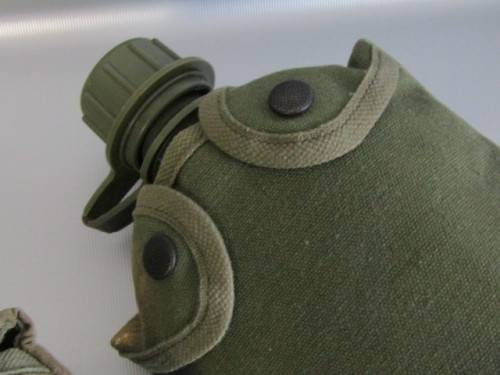 Lot of 2 original Military Water Bottles with Pouches, excellent condition