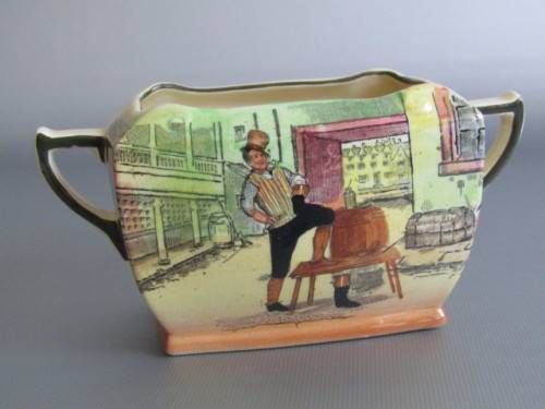 Vintage lot of 2 Royal Doulton collectables; River Boy Figurine HN2128 and Dickens Ware Sugar Bowl