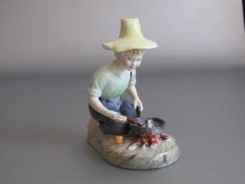 Vintage lot of 2 Royal Doulton collectables; River Boy Figurine HN2128 and Dickens Ware Sugar Bowl