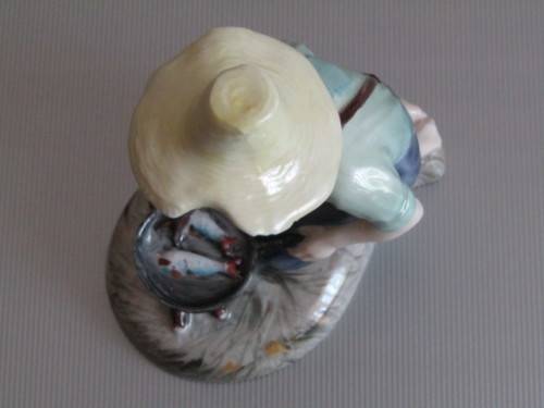 Vintage lot of 2 Royal Doulton collectables; River Boy Figurine HN2128 and Dickens Ware Sugar Bowl