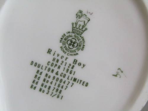 Vintage lot of 2 Royal Doulton collectables; River Boy Figurine HN2128 and Dickens Ware Sugar Bowl