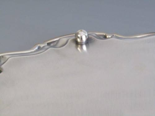 Large vintage silverplated Tray on Ball Feet, excellent condition, 46cm x 37cm excluding handles