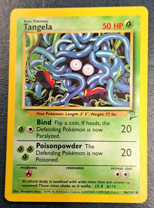 Pokemon Trading Cards - Tangela - 96/130 - 2000 Base Set 2 Unl - LP/NM
