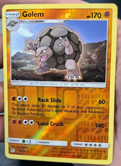 Pokemon Trading Cards - TCG - Golem - 35/68 - Rare Reverse Holo - Hidden Fates - NM