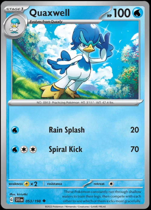 Pokemon Trading Cards - Quaxwell - 053/198 - Uncommon - Scarlet & Violet - NM