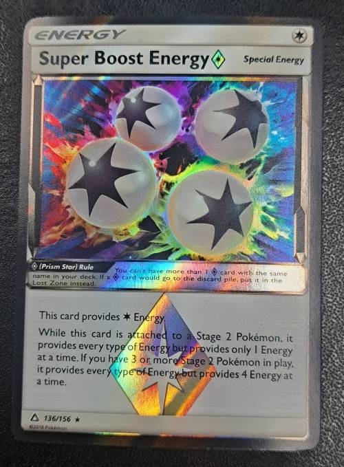 Pokemon Trading Cards -  Super Boost Energy Prism Star - 136/156 - Holo Rare - Ultra Prism  - NM