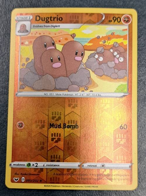 Pokemon Trading Cards - Dugtrio - 093/202 - Reverse Holo - Sword & Shield (Base Set) - NM