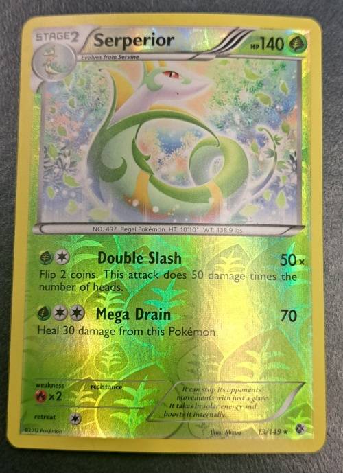 Pokemon Trading Cards - Serperior - 13/149 - Rare Reverse Holo  - 2012 Boundaries Crossed - LP