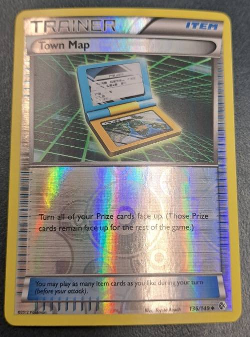 Pokemon Trading Cards - Town Map - 136/149 - Reverse Holo  - 2012 Boundaries Crossed - NM