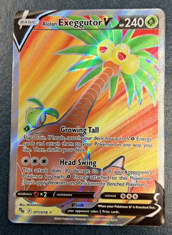 Pokemon Trading Cards - Alolan Exeggutor V - 071/078 - Full Art Ultra Rare - Pokemon Go - NM