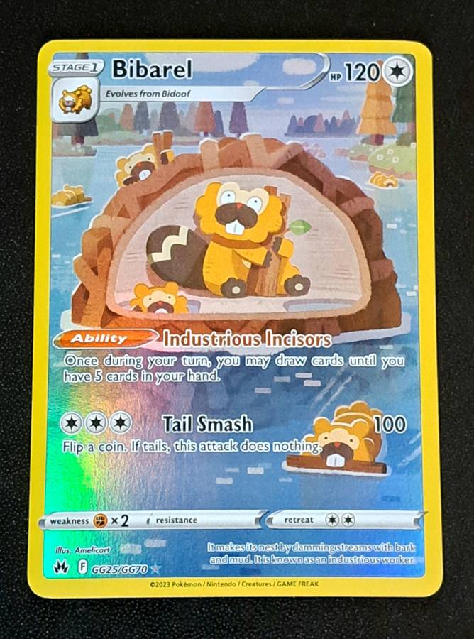 Pokemon Trading Cards - Bibarel - GG25/GG70 - Holo Rare Crown Zenith Singles - NM