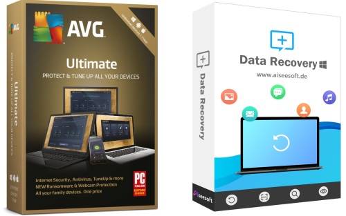 AVG Ultimate 10 Devices (Antivirus + Firewall) + Aiseesoft Data Recovery 1 PC 1 Year License