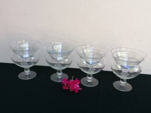 4 Grape cut Entree glasses