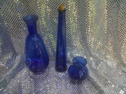 3 BLUE GLASS ITEMS