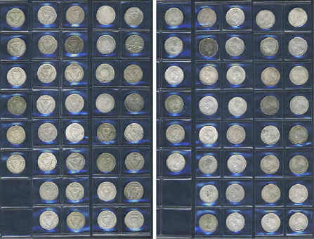 Union of South Africa Collection: TICKEYS: COMPLETE 1923 to 1959 bar the 1931 date: GB 1931 Tickey