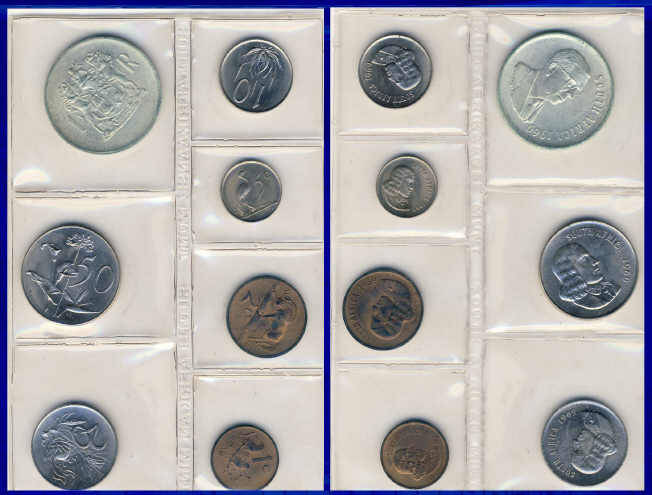 COMPLETE & UNCIRCULATED : RSA Mint Pack of 1969 (including the English SILVER Rand)