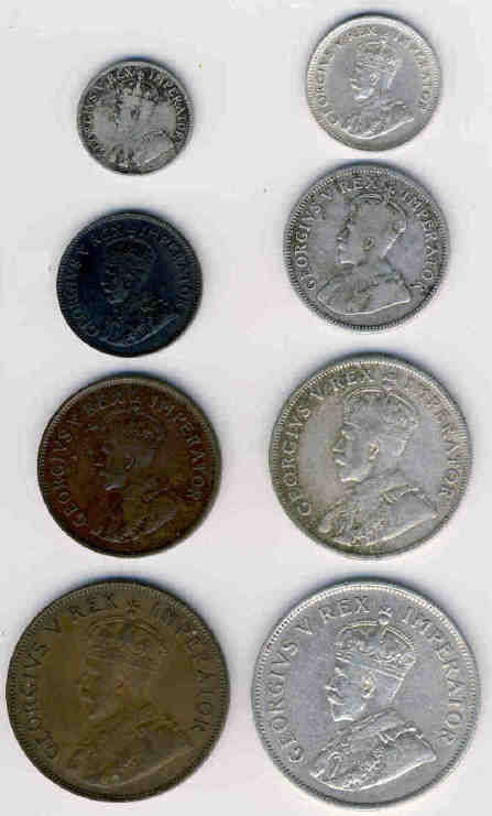 100% COMPLETE : Union of South Africa : 1935 Coin Set up to Half Crown : 100% COMPLETE