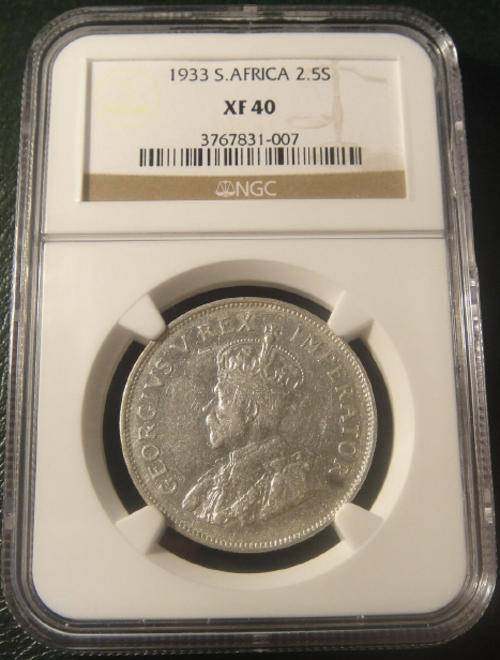 NGC Graded : SA Half Crown 1933 : XF40 : Second scarcest SA Half Crown