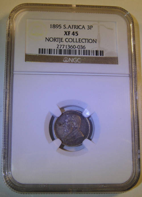 Z.A.R. Paul Kruger Tickey (3d) 1895 : NGC Graded XF45