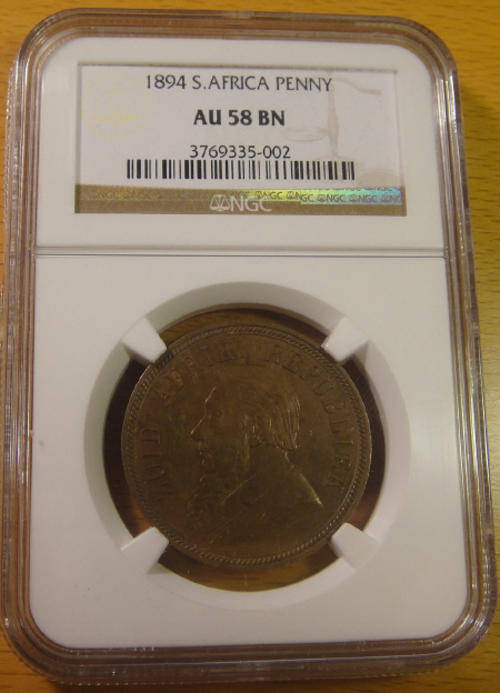Z.A.R. Paul Kruger Penny (1d) 1894 : NGC Graded AU58BN (Two available in this TOP condition)