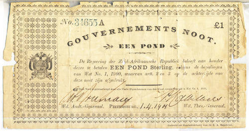 Z.A.R. (Pietersburg) Siege issue of Anglo Boer War : EEN POND : 1.4.1900