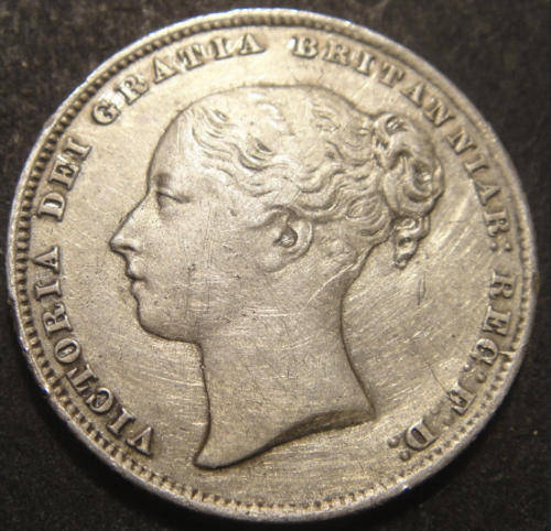 Great Britain : Queen Victoria : Silver Shilling (1/-) of 1859