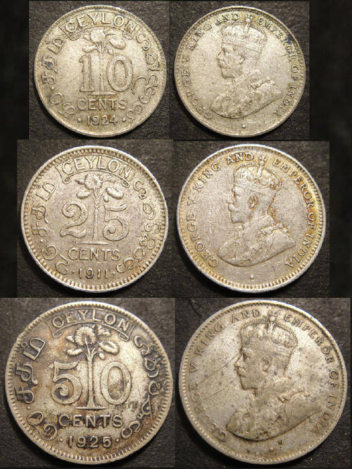 British Commonwealth & Colonial : George V : SILVER SET : Ceylon