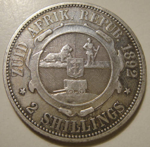1892 Two-Shilling (2/-) : Paul Kruger ZAR