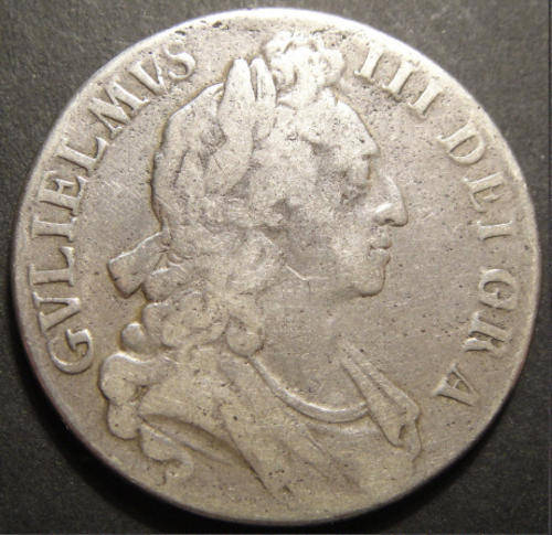 Great Britain: Silver CROWN (5/-) of William III (1694-1702)