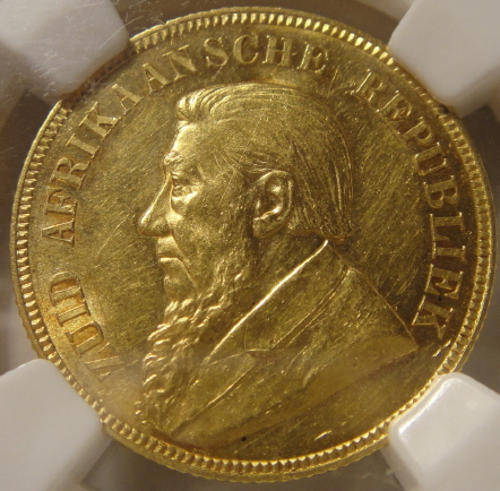 1892 GOLD Pond (Double Shaft) : Paul Kruger ZAR (NGC Graded AU58)