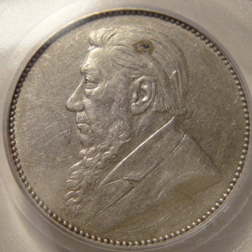 1892 Shilling (1/-) : Paul Kruger ZAR (PCGS Graded AU53)