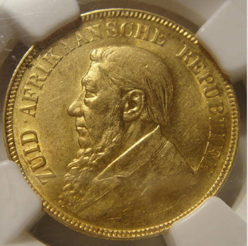 1898 GOLD Pond : Paul Kruger ZAR (NGC Graded MS61)